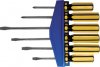 Отвертки FIT CrV сталь, магнитный наконечник, желтые пластиковые ручки, на держателе, набор 6 шт.  фото