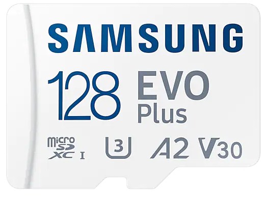 

128GB Карта памяти MicroSDXC class10 UHS-I U1 A2 V30 SAMSUNG EVO+ с адаптером (скорость чтения 130MB/s) NEW, Белый