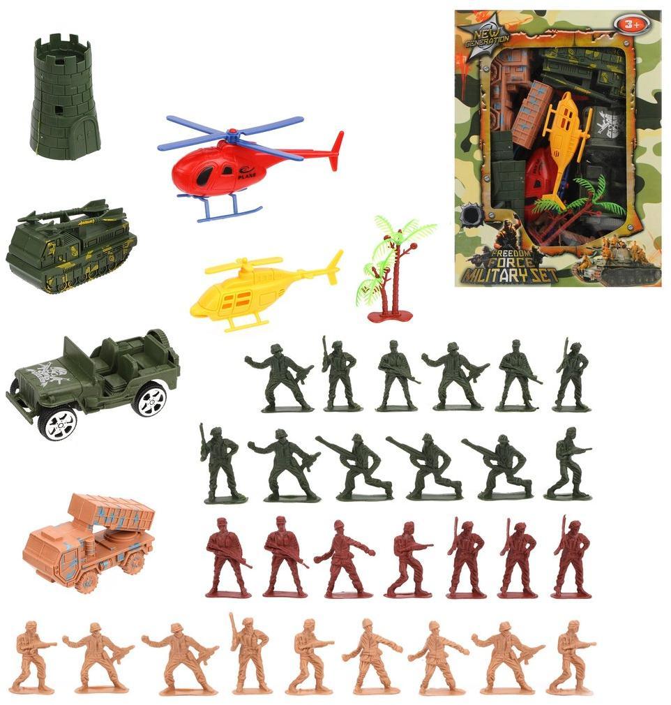 

Набор Наша игрушка Военный, солдаты HL-77 29 шт., техника 5 шт., аксессуары, Shantou Gepay, Многоцветный, HL-77 GREEN