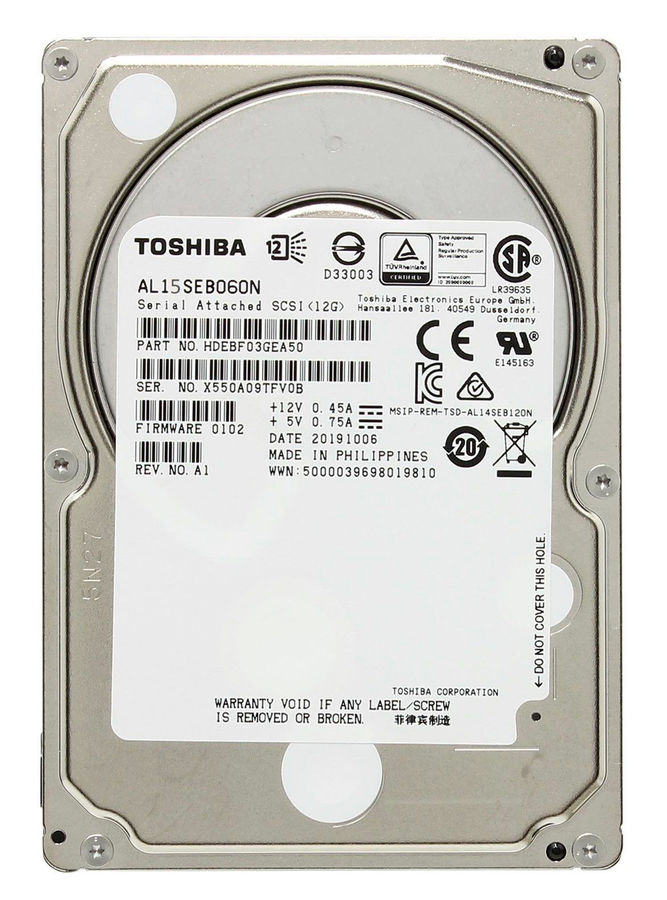 

Жесткий диск 600 Гб Toshiba AL15SE Series (AL15SEB060N) 2.5", SAS, 10500 об/мин