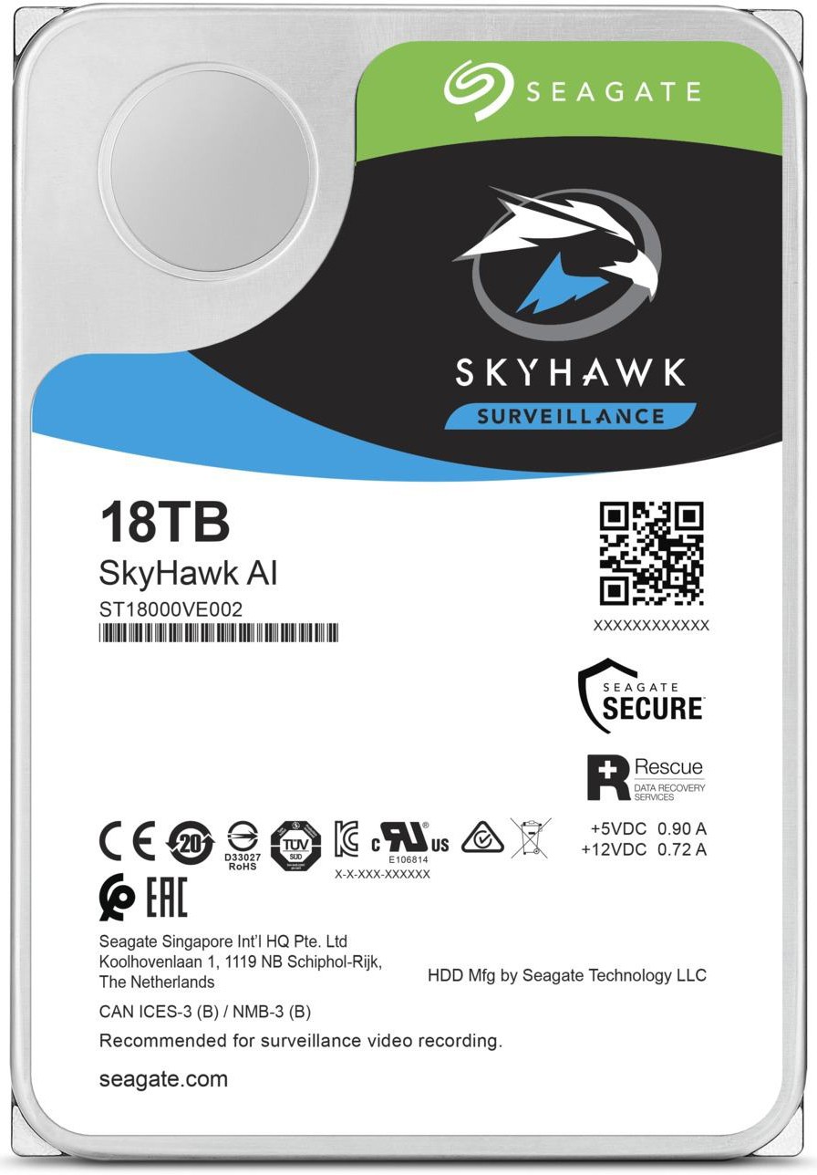 

Жесткий диск 18 Тб Seagate SkyHawk (ST18000VE002) 3.5", SATA, 7200 об/мин